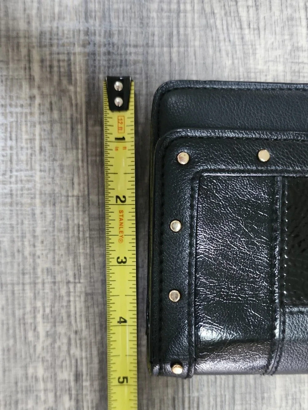 Victorias Secret Black Stud-Trim Wristlet with Gold V Logo